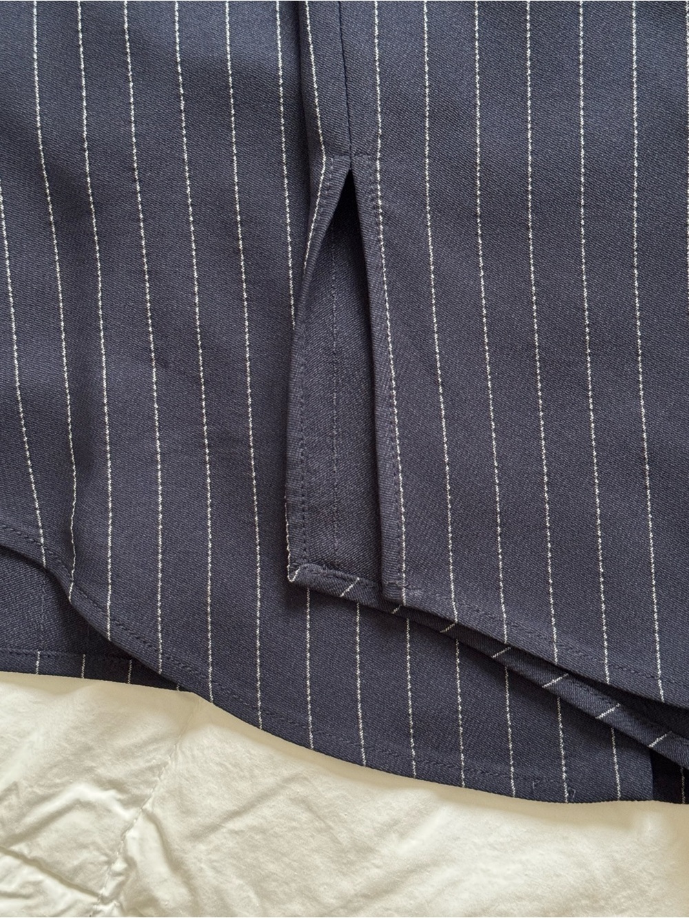 La Ligne Navy Pinstripe Opened Back Shirt, Size XS - Picture 11 of 11